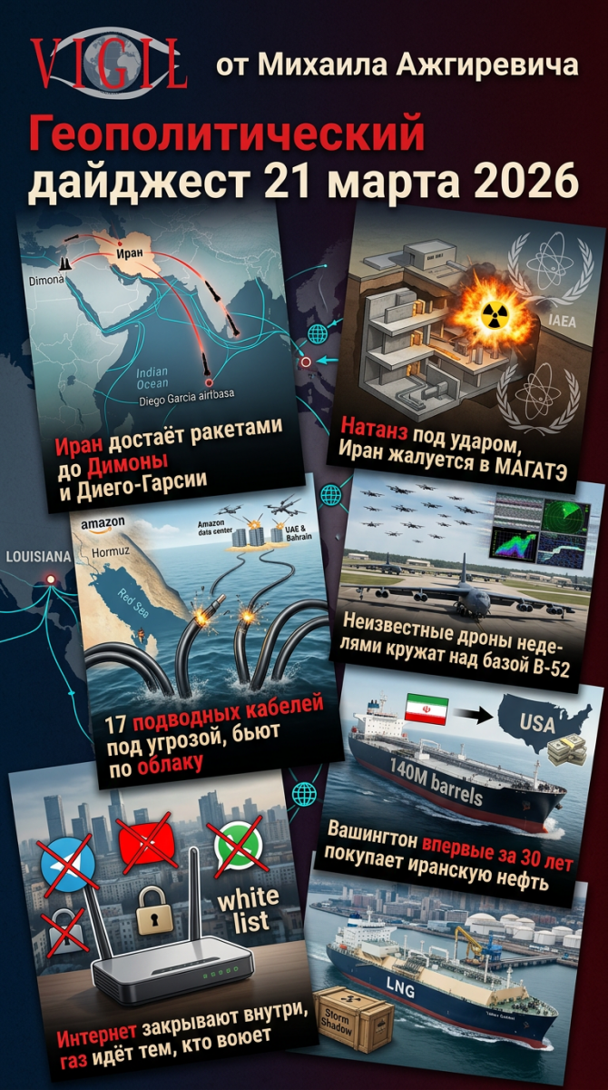 Геополитический дайджест от Михаила Ажгиревича за 21 марта 2026