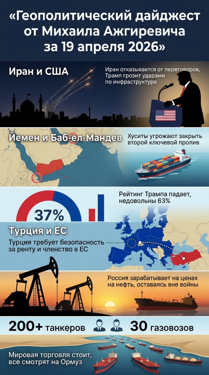 Геополитический дайджест от Михаила Ажгиревича за 19 апреля 2026!