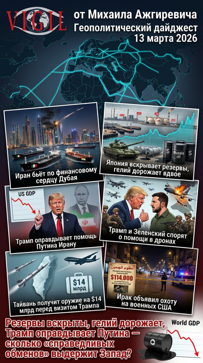 Геополитический дайджест от Михаила Ажгиревича за 13 марта 2026, vigiljournal.com