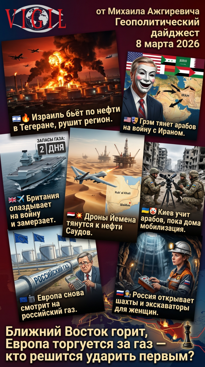 Геополитический дайджест от Михаила Ажгиревича за 8 марта 2026, vigiljournal.com
