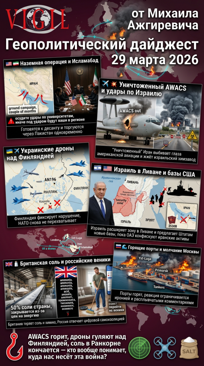 Геополитический дайджест от Михаила Ажгиревича за 29 марта 2026, vigiljournal.com
