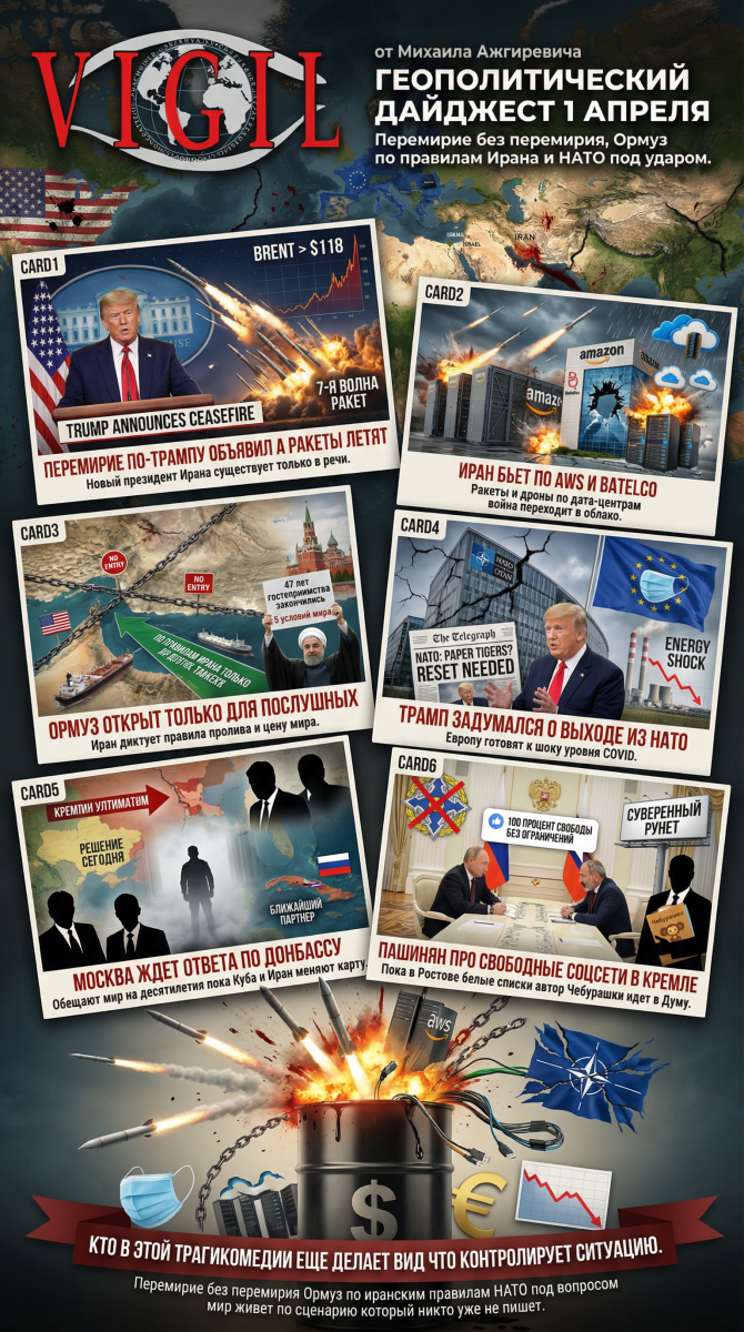 Геополитический дайджест от Михаила Ажгиревича за 1 апреля 2026!