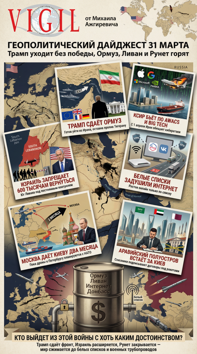 Геополитический дайджест от Михаила Ажгиревича за 31 марта 2026