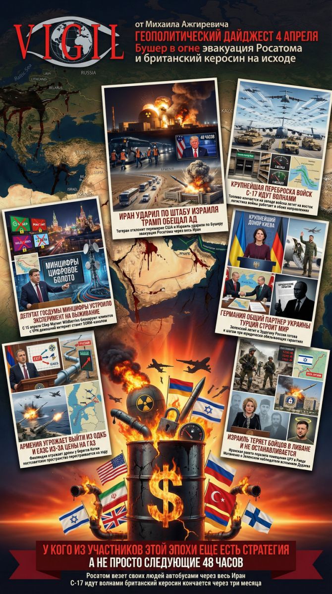Геополитический дайджест от Михаила Ажгиревича за 4 апреля 2026, vigiljournal.com